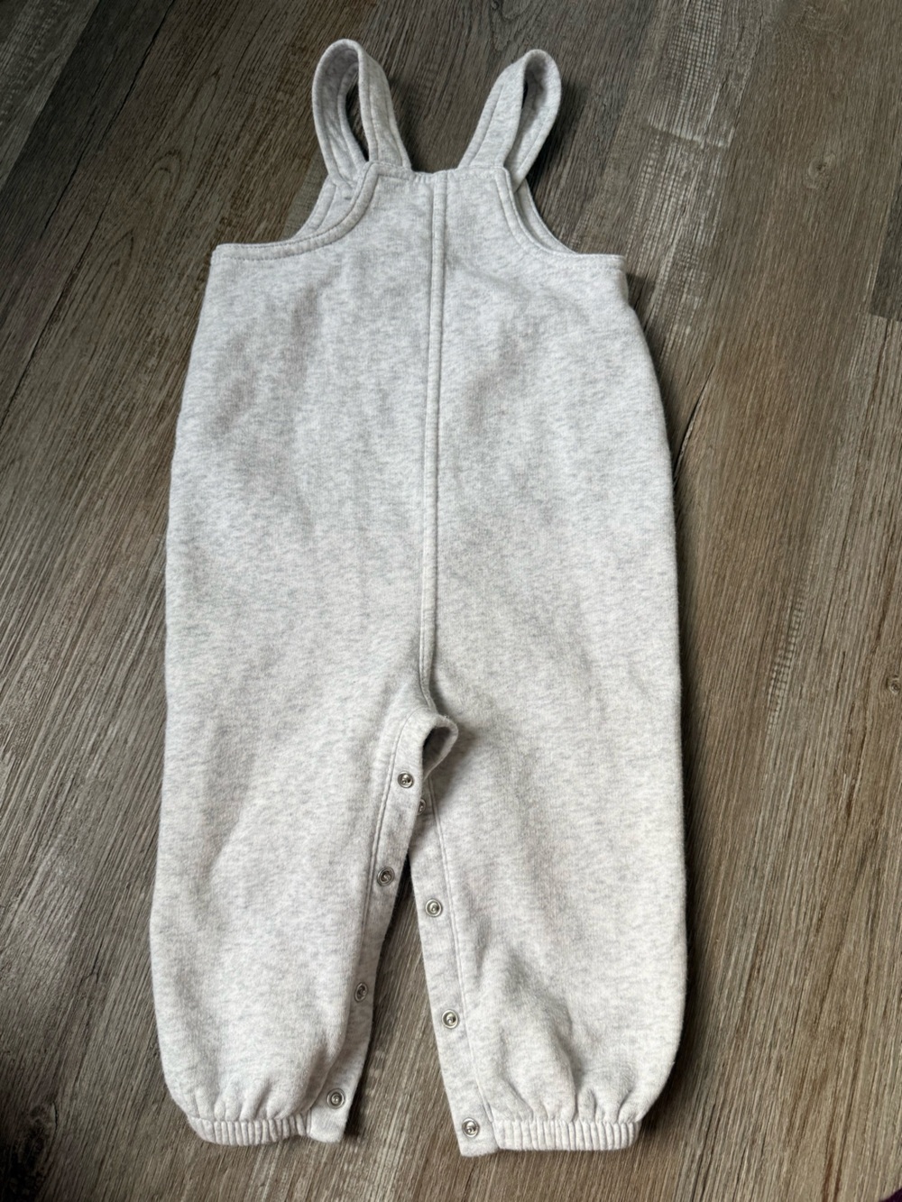 Old Navy Light Gray Fleece Pullover Overalls Soft Jumpsuit Size 12 - 18 Mo